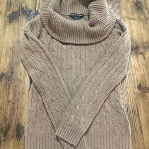 NWT RALPH LAUREN BLACK LABEL 100%CASHMERE COWL NECK CABLEKNIT SWEATER.